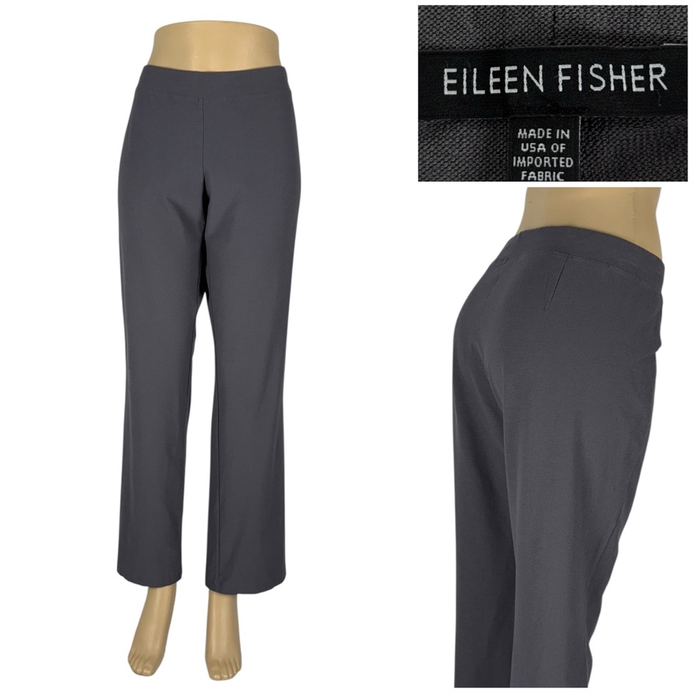 Eileen Fisher Womens XL Pants Gray Viscose Nylon Stretch Straight Pull On Casual